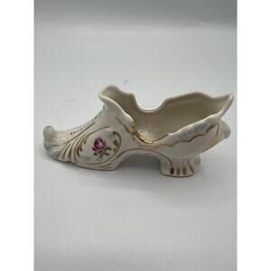 Weisley China Hand Painted Figurine Floral Gold Accented Vintage